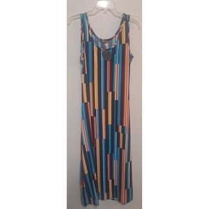 Pinc Womens XL Multicolor Striped Sleeveless Maxi Dress Stretch Casual NWT
